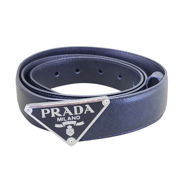 Prada Milano Saffiano triangle belt italy 43" long 1 1/4" wide - Picture 1 of 8